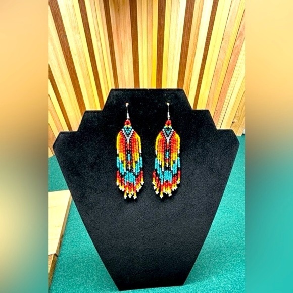 NEW Boutique Western Beaded Tassel Fishhook Fashion Earrings in Glass Rice Beads - Picture 3 of 11